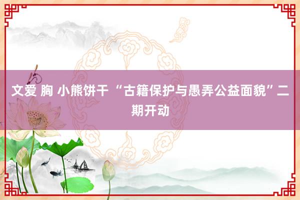 文爱 胸 小熊饼干 “古籍保护与愚弄公益面貌”二期开动