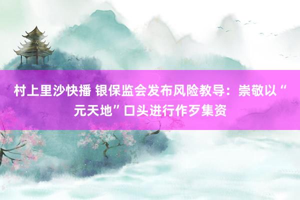 村上里沙快播 银保监会发布风险教导：崇敬以“元天地”口头进行作歹集资