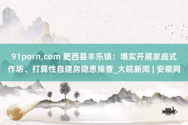 91porn，com 肥西县丰乐镇：塌实开展家庭式作坊、打算性自建房隐患排查_大皖新闻 | 安徽网
