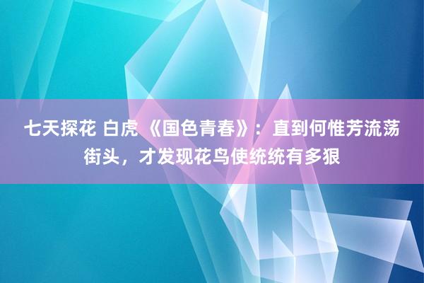 七天探花 白虎 《国色青春》：直到何惟芳流荡街头，才发现花鸟使统统有多狠